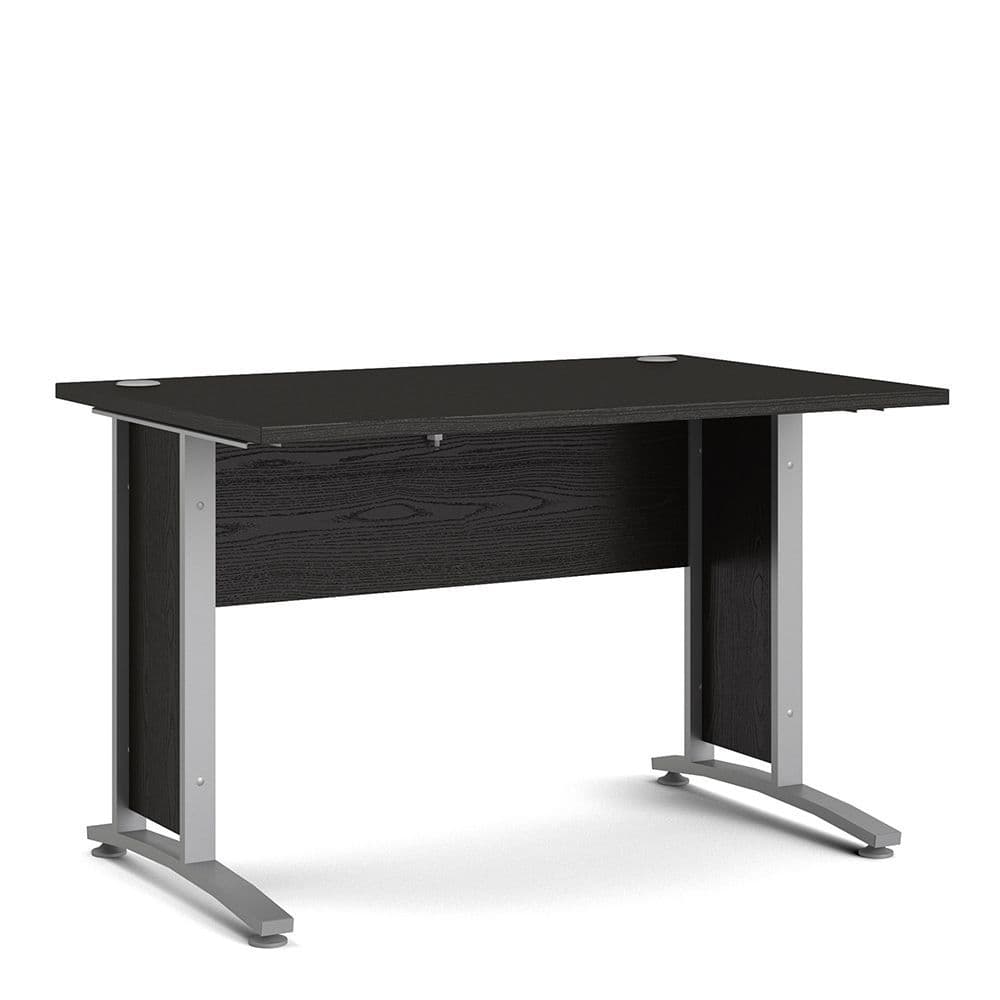 Business Pro Desk 120 cm in Black woodgrain with Silver grey steel legs